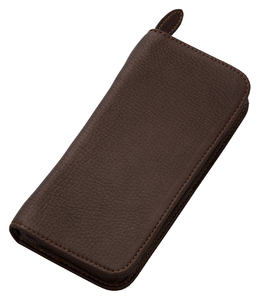 Pilot Pensemble Leather Zipper Pen Case Brown (Triple) - Penetui